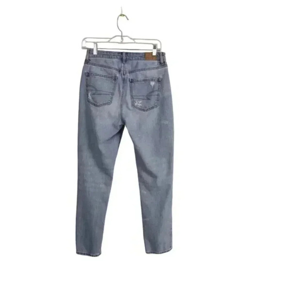 American Eagle Mom Jeans Ripped Distressed Blue High  Waist Size 4 - Picture 6 of 14